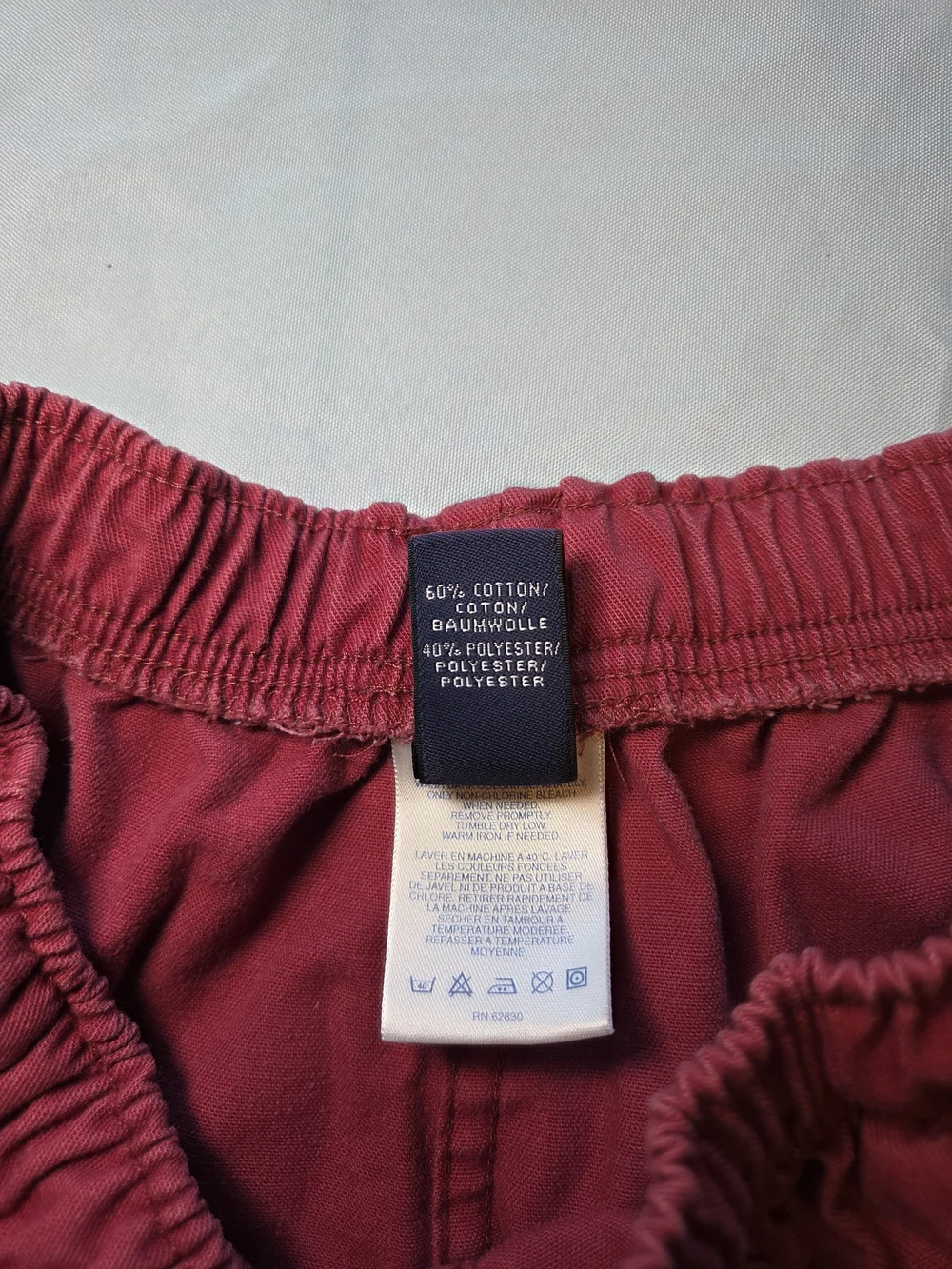 Lands End Womens M Red Elastic Waist Pull On Shorts Casual Cotton Blend